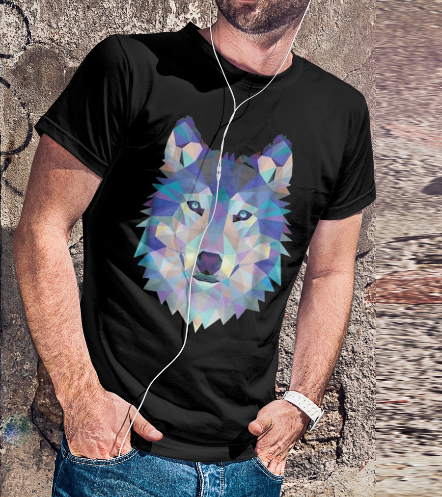 Cool Unique Geometric Wolf Pack Triangles T-Shirt
