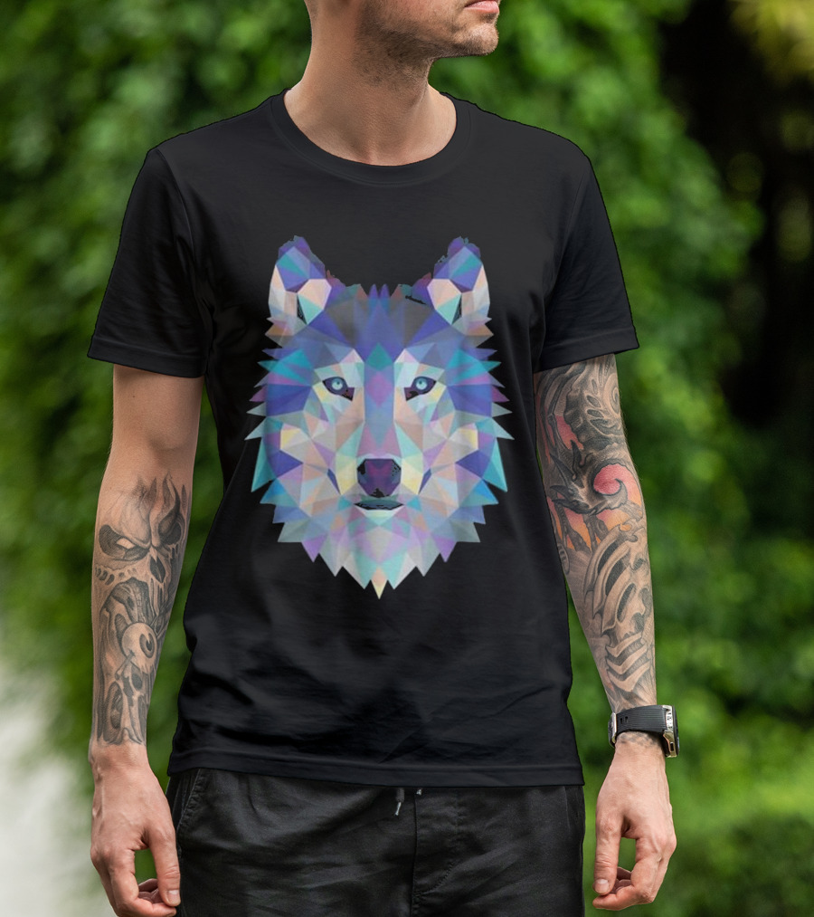Cool Unique Geometric Wolf Pack Triangles T-Shirt