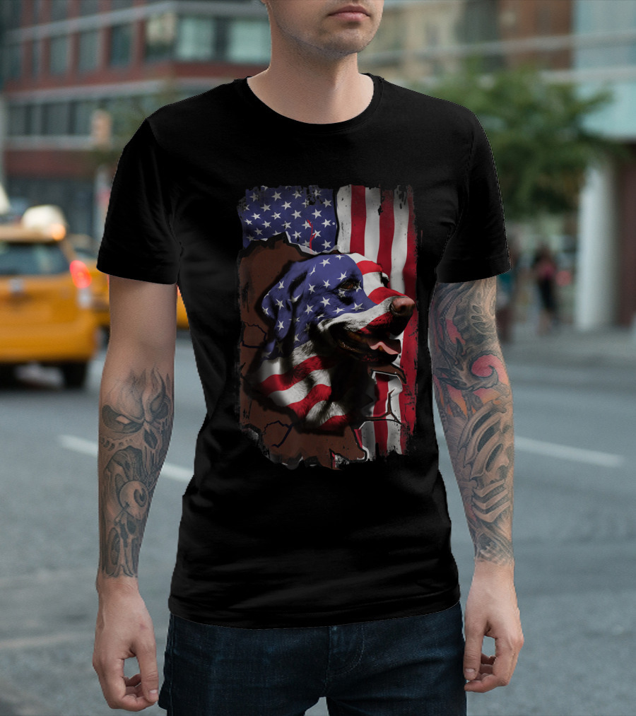 Labrador Dog With American Flag Colors T-Shirt