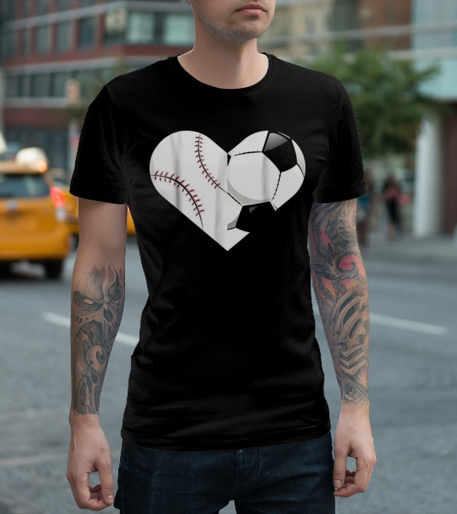 Heart Soccer Baseball Spor T-Shirt