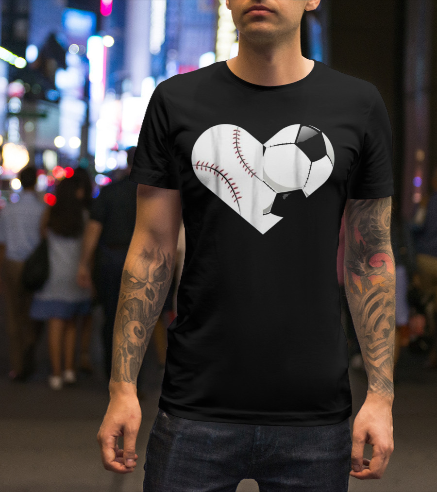 Heart Soccer Baseball Spor T-Shirt