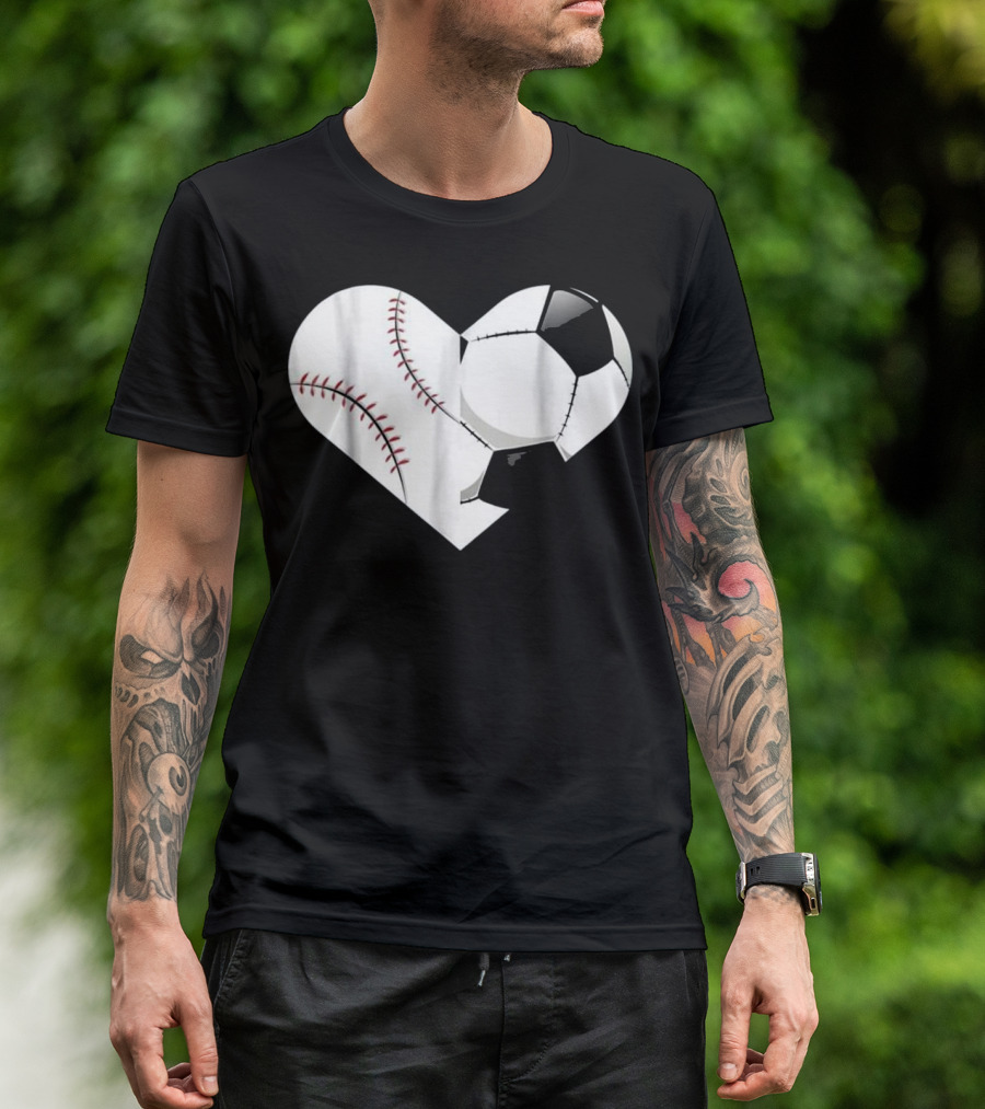 Heart Soccer Baseball Spor T-Shirt