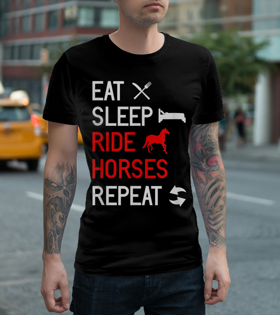 Eat Sleep Ride Horses Repeat Horse Riding Cycle T-Shirt