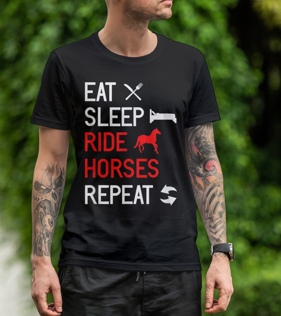 Eat Sleep Ride Horses Repeat Horse Riding Cycle T-Shirt