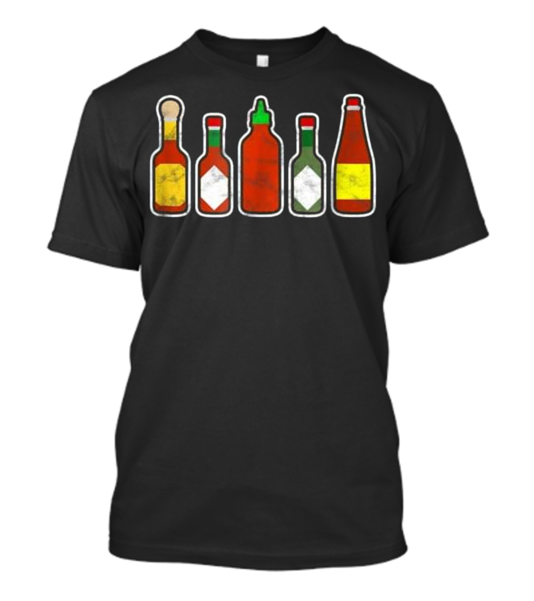 Habanero Hot Sauce Bottle Lineup Foodie T-Shirt