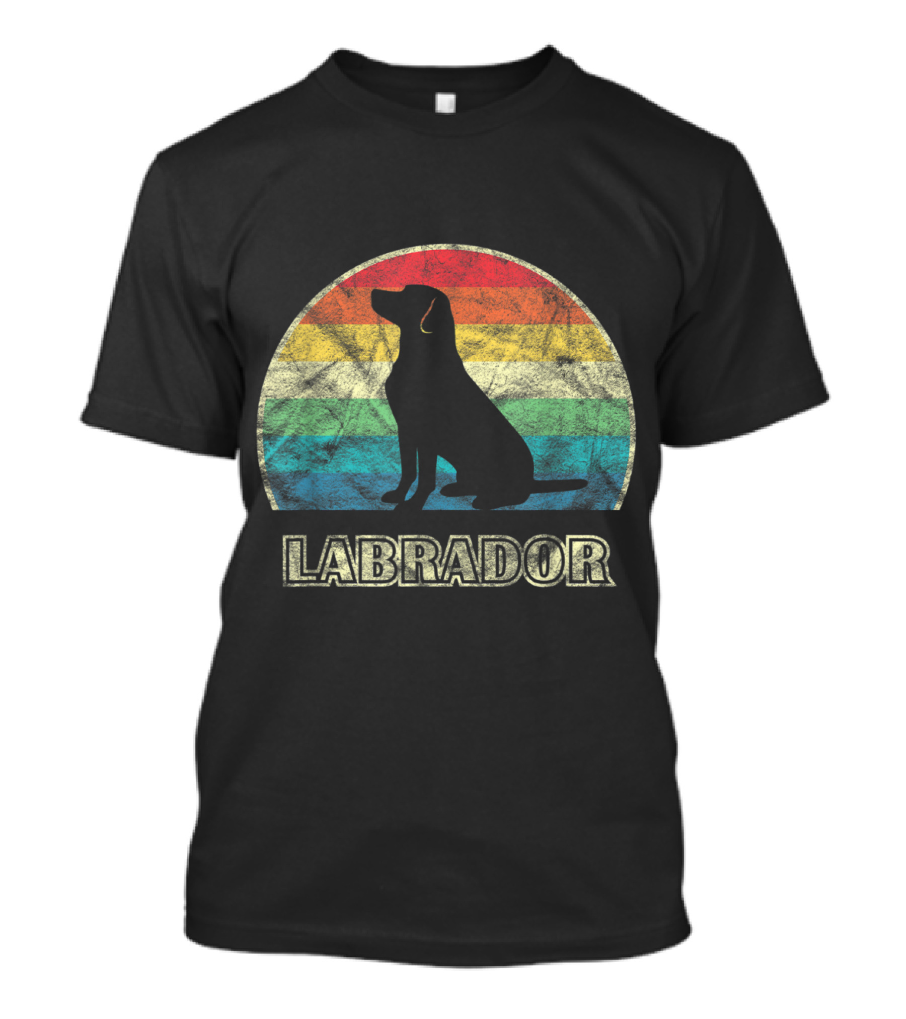 Labrador Retro Rainbow Silhouette Vintage Style Dog T-Shirt