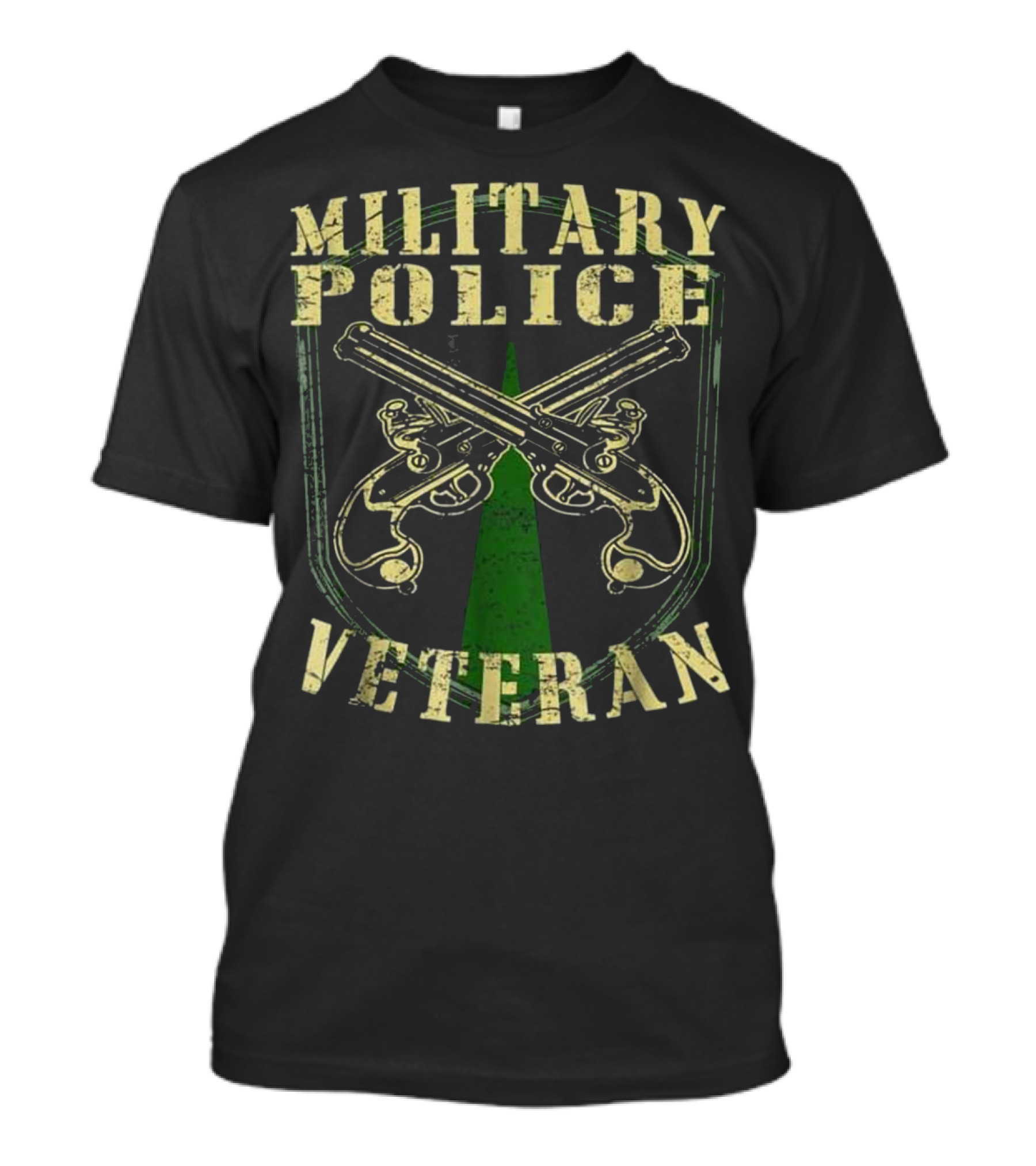 Military Police Veteran Crossed Pistols Badge T-Shirt