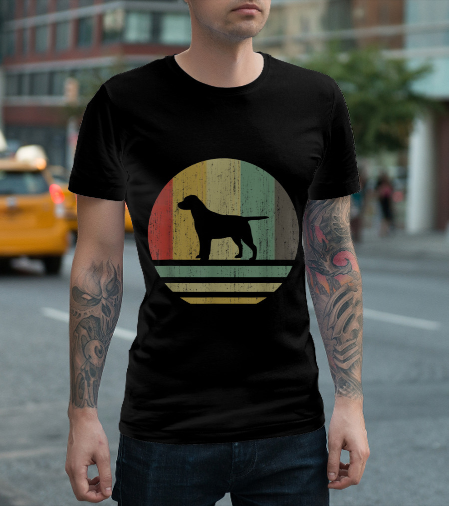 Vintage Labrador Retriever Sunset Stripes T-Shirt
