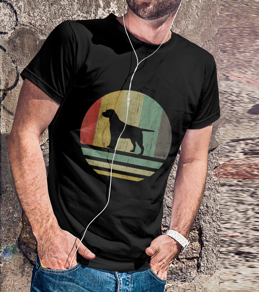 Vintage Labrador Retriever Sunset Stripes T-Shirt