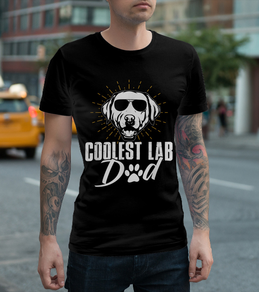 Coolest Lab Dad Labrador Retriever Dog With Sunglasses T-Shirt