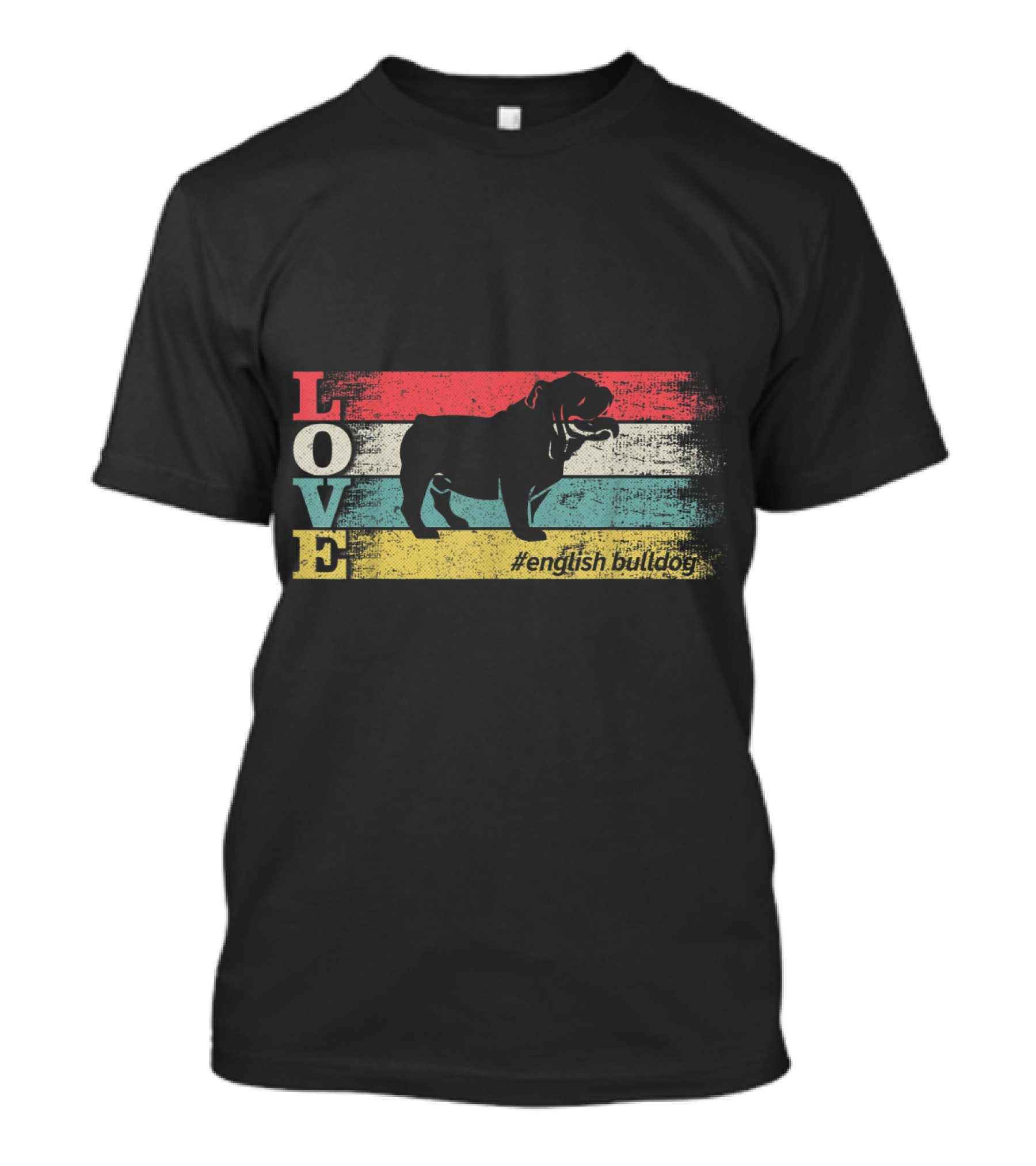 LOVE English Bulldog #EnglishBulldog Vintage Stripes T-Shirt