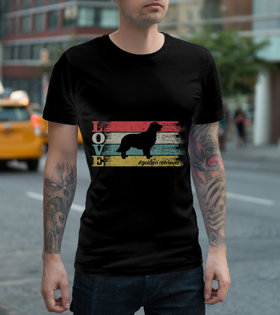 LOVE Golden Retriever Vintage Style #goldenretriever T-Shirt