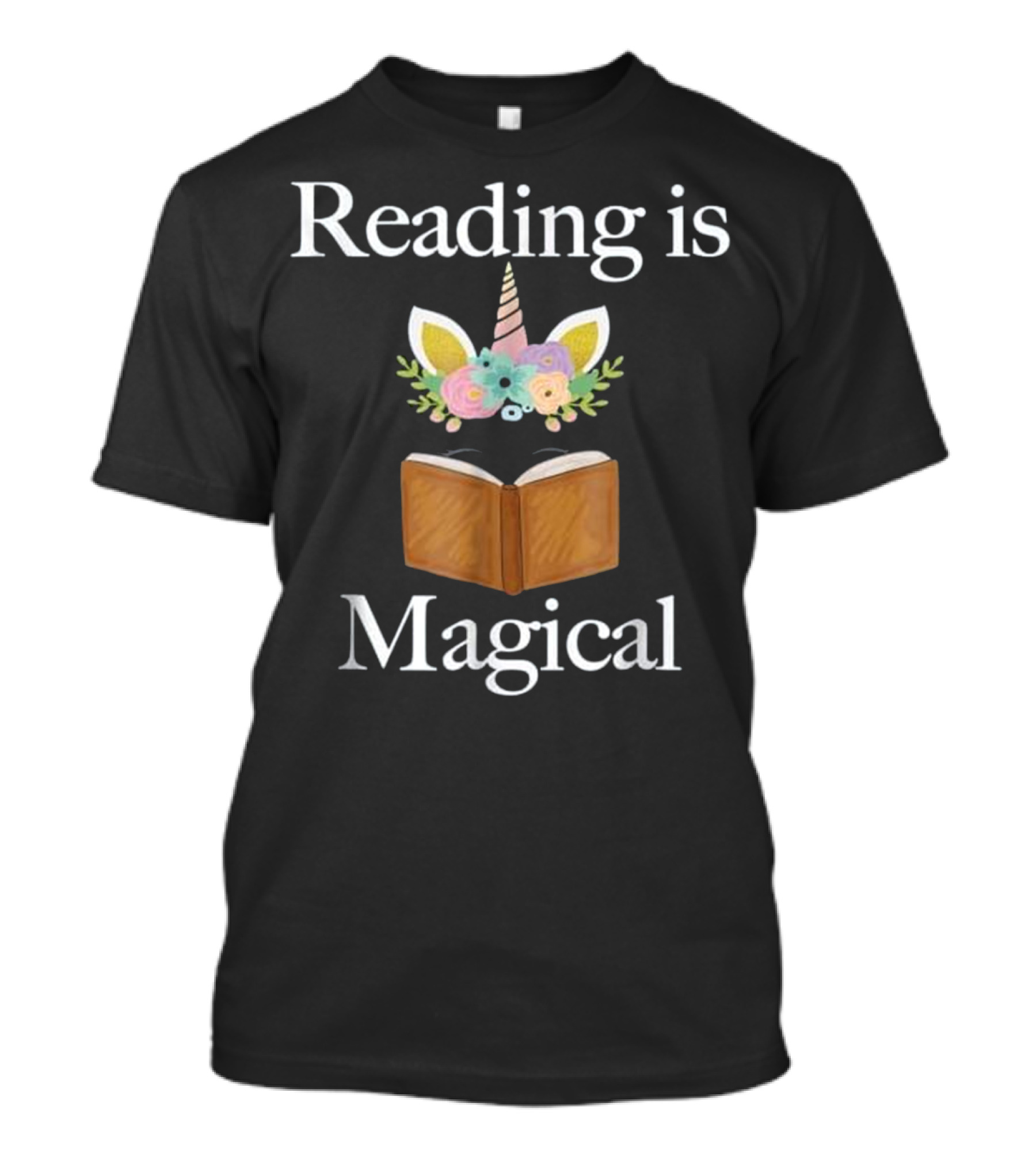 Reading Is Magical Unicorn Face Book T-Shirt