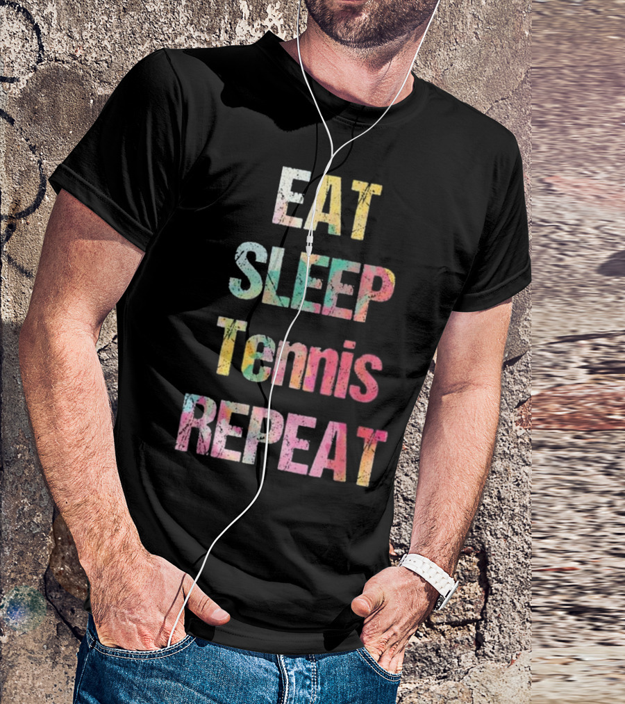 Eat Sleep Tennis Repeat Colorful Summer T-Shirt