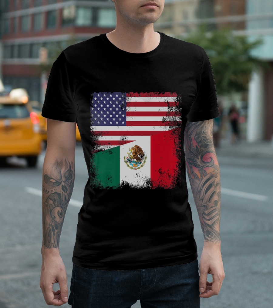 American and Mexican Flags Combined T-Shirt