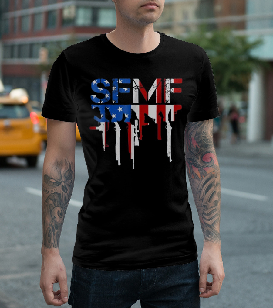 SFMF Stars and Stripes Military Guns American T-Shirt
