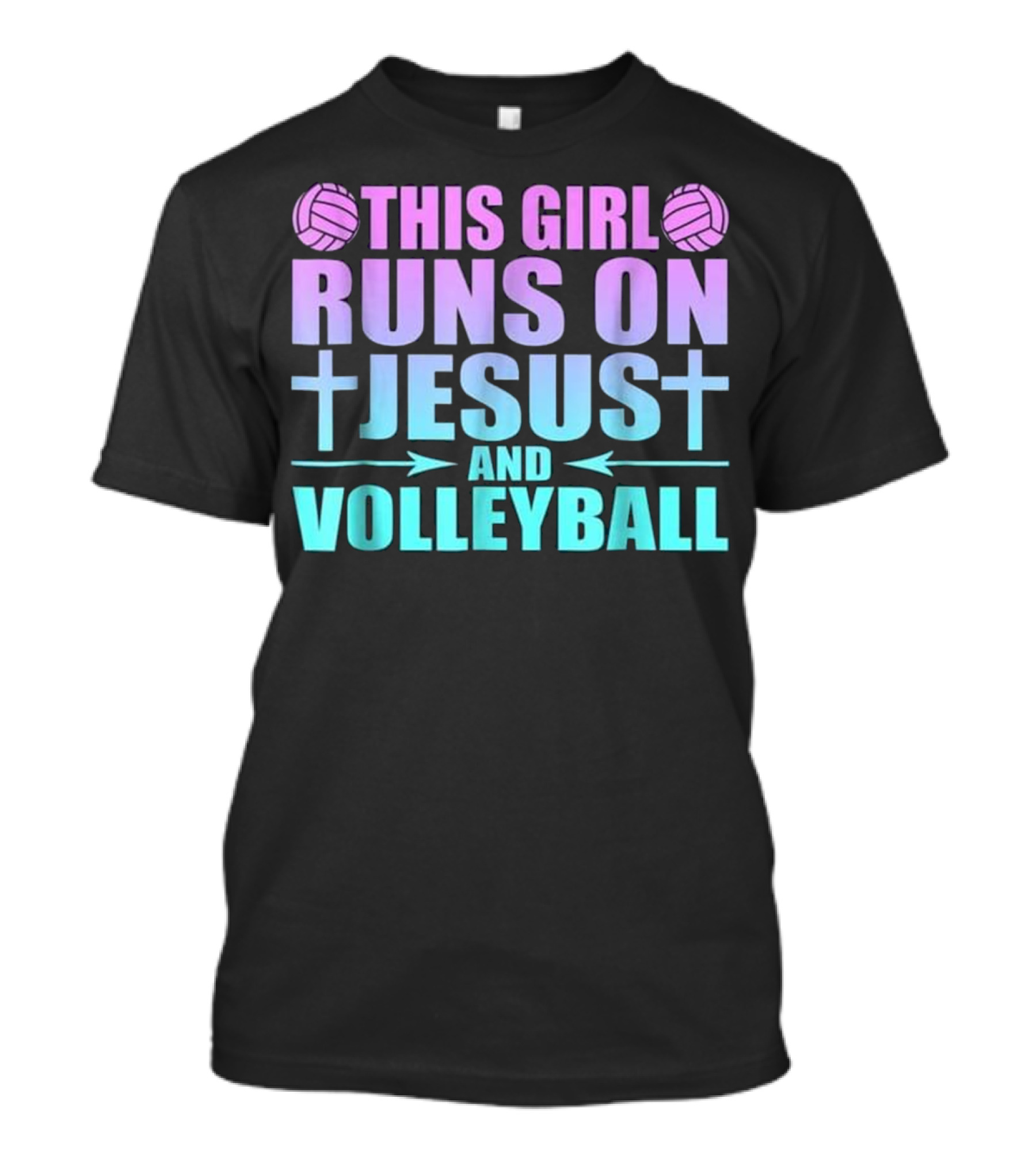 This Girl Powered By Faith And Volleyball Passion T-Shirt