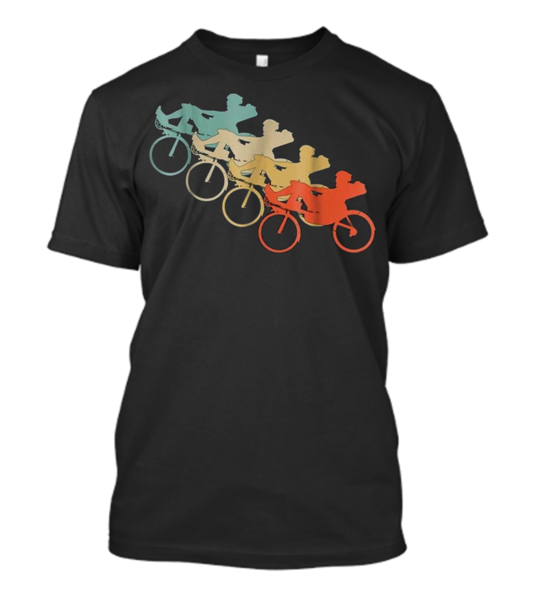 Vintage Style Recumbent Bicycle Bike Multi-Color Retro Riders T-Shirt