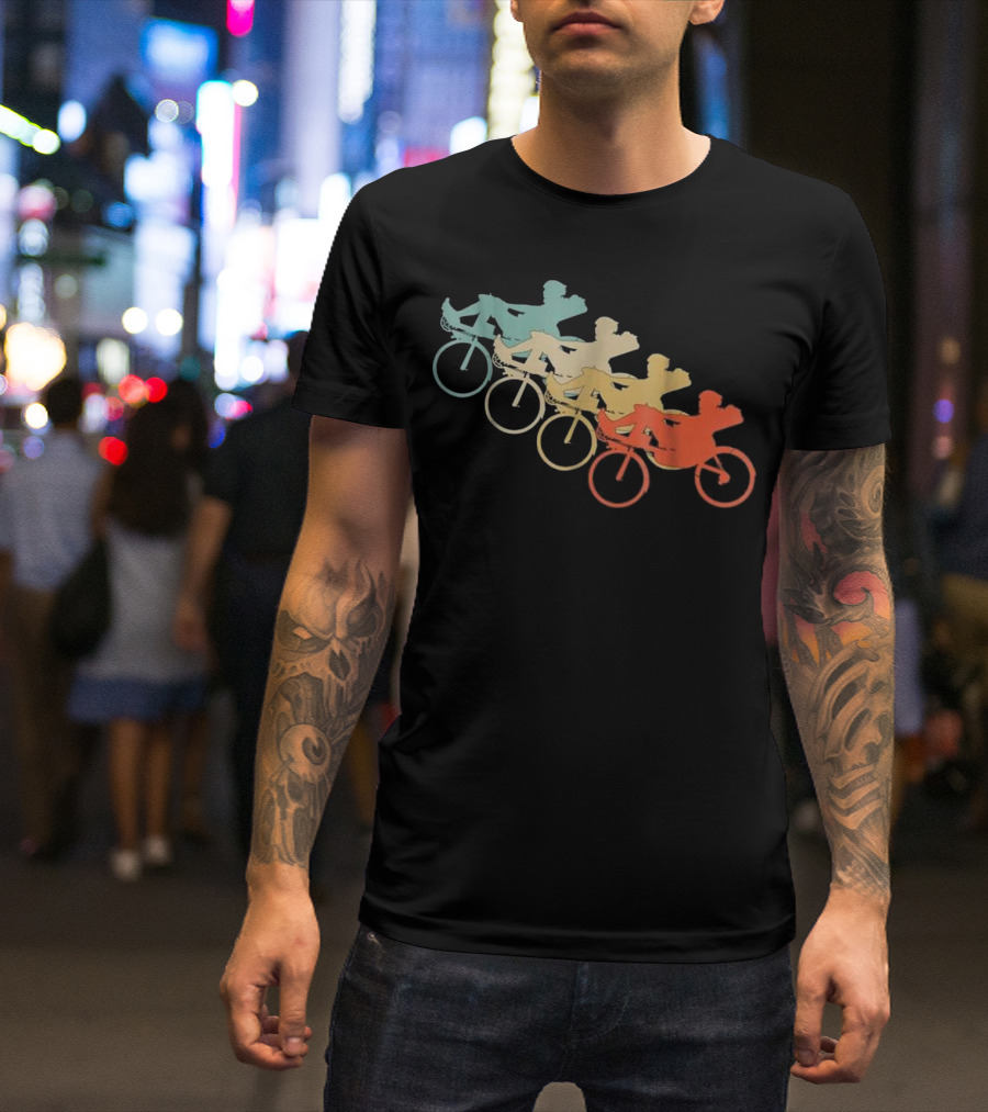 Vintage Style Recumbent Bicycle Bike Multi-Color Retro Riders T-Shirt