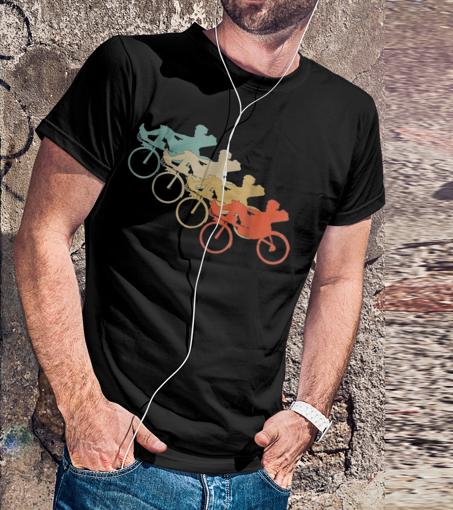 Vintage Style Recumbent Bicycle Bike Multi-Color Retro Riders T-Shirt