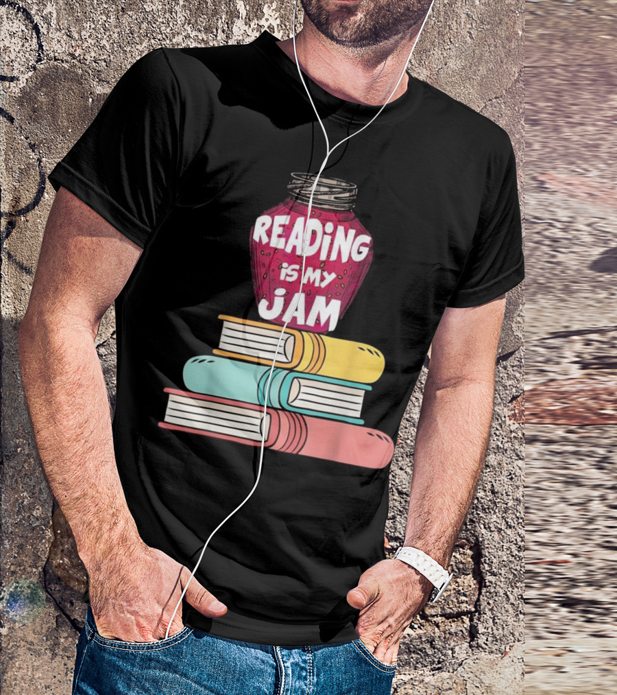 Funny Books Lover Reading Is My Jam Stack Of Colorful Books T-Shirt