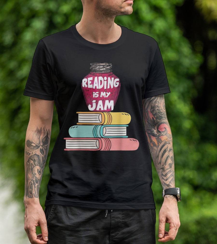 Funny Books Lover Reading Is My Jam Stack Of Colorful Books T-Shirt