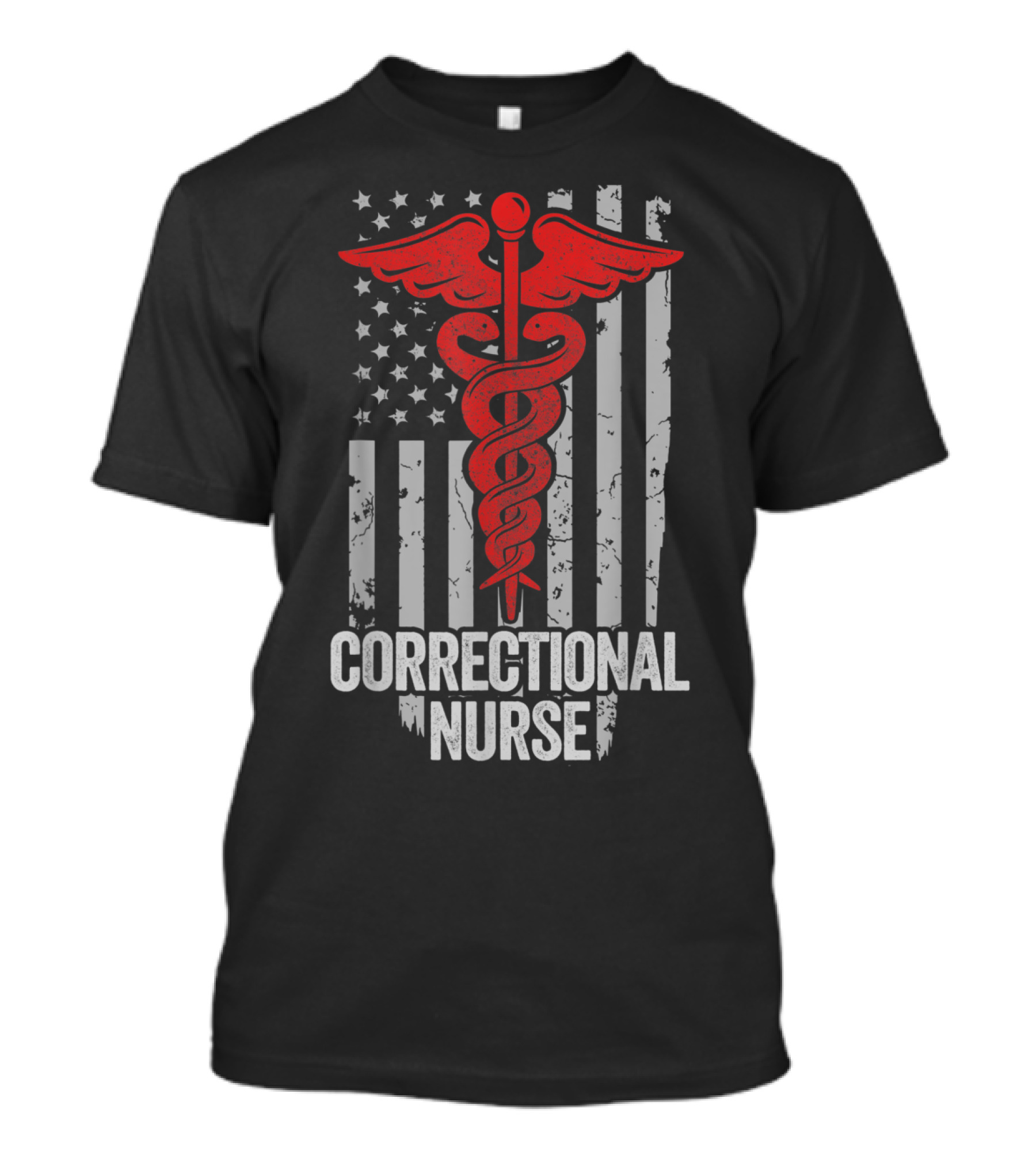 Correctional Nurse Caduceus American Flag T-Shirt