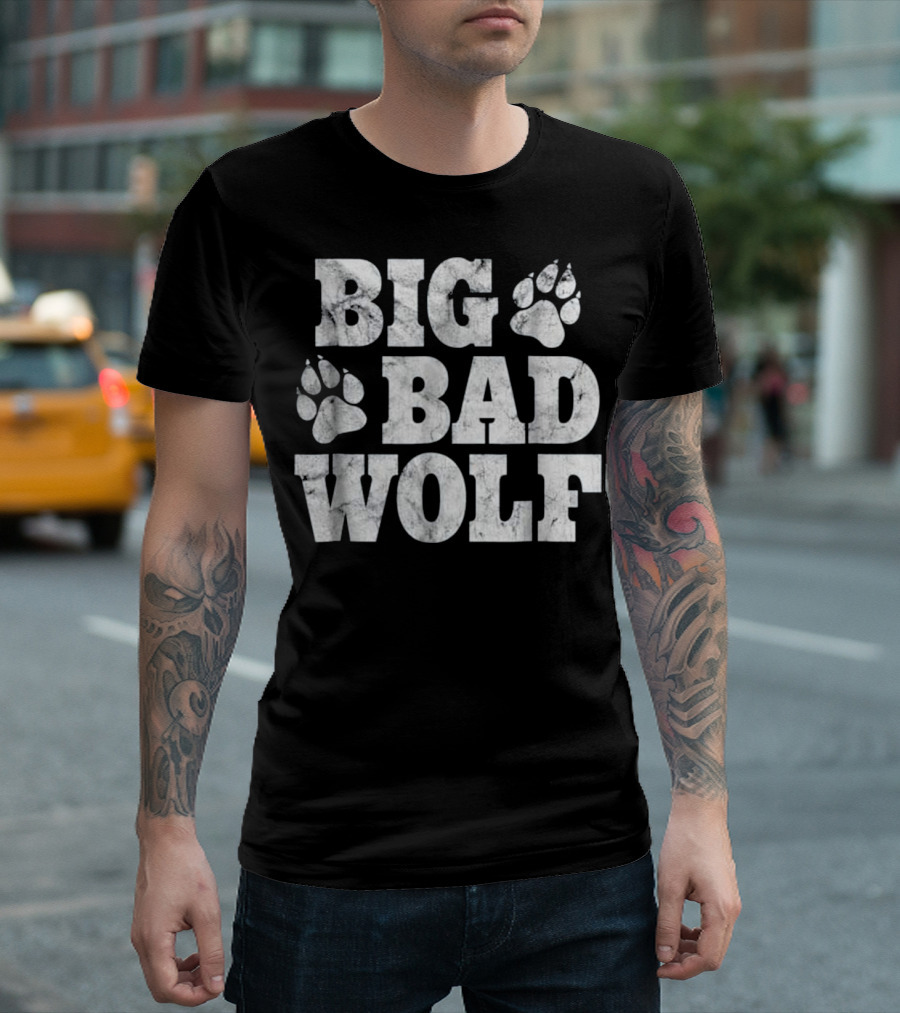 Big Bad Wolf Halloween Costume with Paw Prints T-Shirt