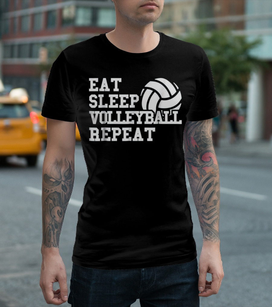 Eat Sleep Volleyball Repeat Funny Volleyball Lifestyle with Iconic Volleyball Image T-Shirt