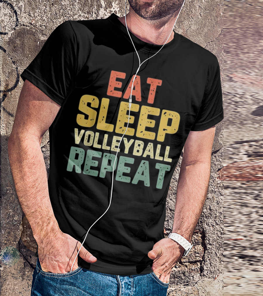 Eat Sleep Volleyball Repeat Vintage Retro T-Shirt