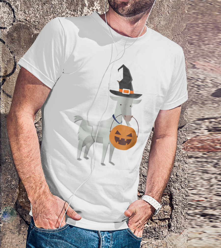 Halloween Goat Witch With Pumpkin Bucket T-Shirt