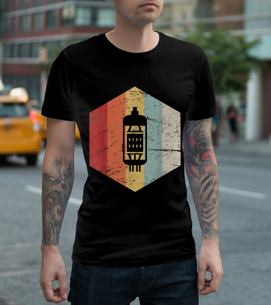 Vintage Vacuum Tube Retro Hexagon Stripes T-Shirt