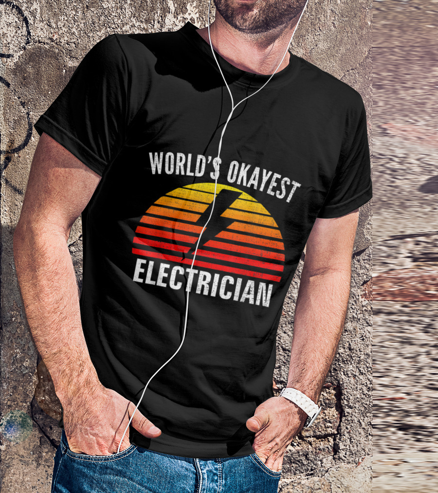 World's Okayest Electrician Vintage Sunset T-Shirt