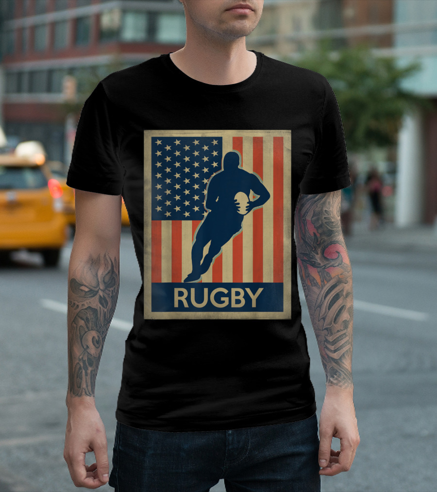 American Flag Rugby Vintage T-Shirt