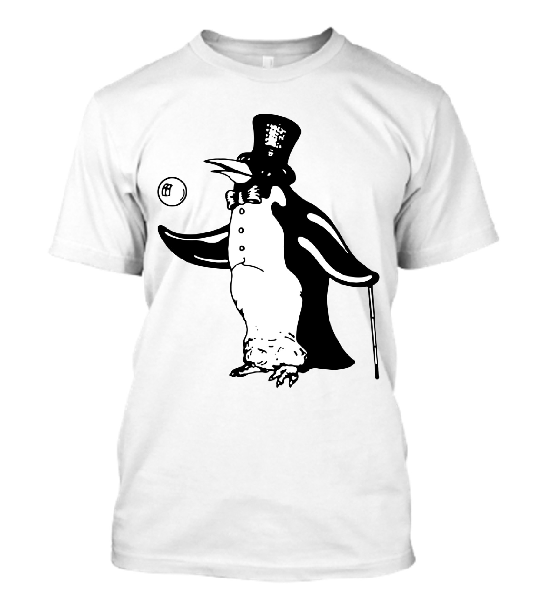 Fw 12 Penguin With Top Hat And Bow Tie 8 Ball T-Shirt