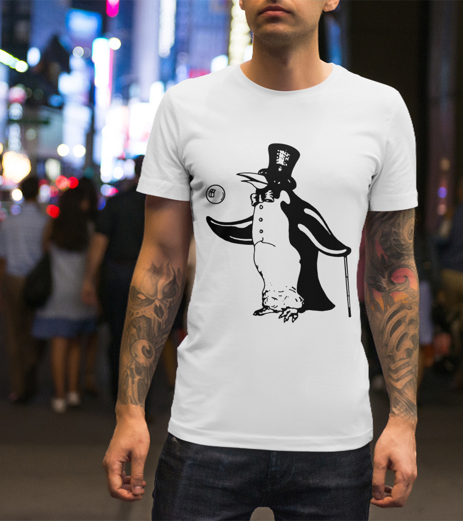 Fw 12 Penguin With Top Hat And Bow Tie 8 Ball T-Shirt
