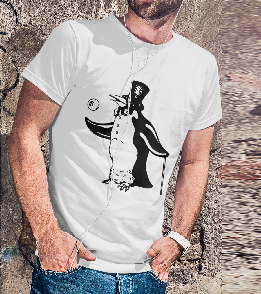 Fw 12 Penguin With Top Hat And Bow Tie 8 Ball T-Shirt