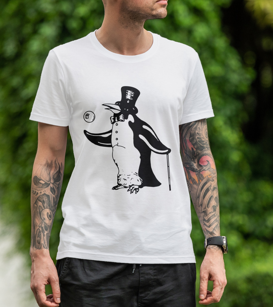 Fw 12 Penguin With Top Hat And Bow Tie 8 Ball T-Shirt