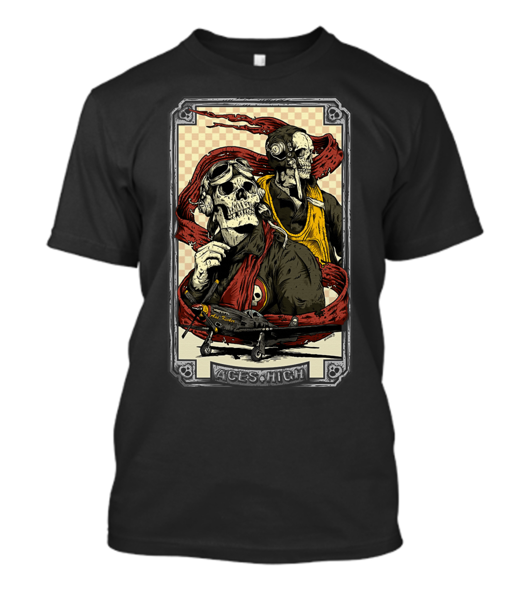 Aces High Ir 63 Skull Pilot Artwork T-Shirt