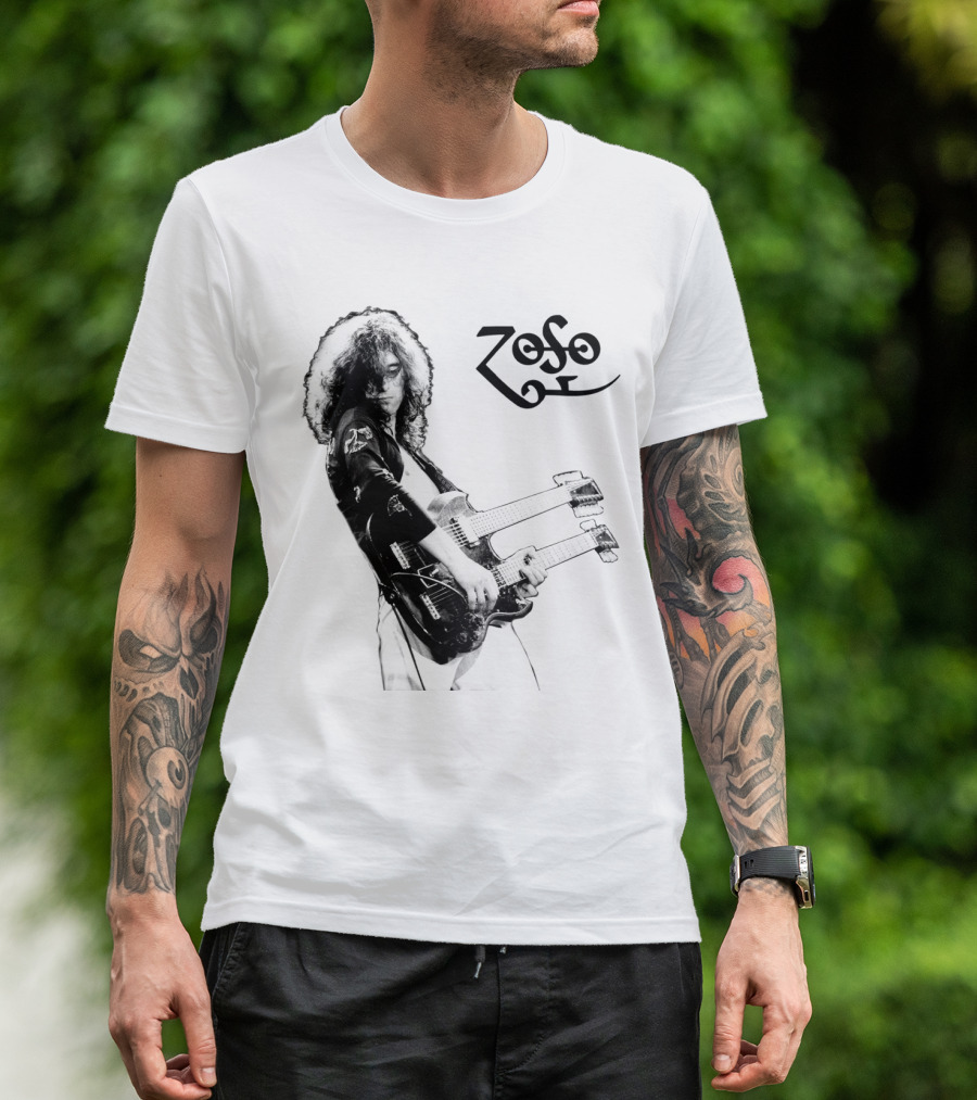 Lz 16 Zoso Double Neck Guitar Performance T-Shirt