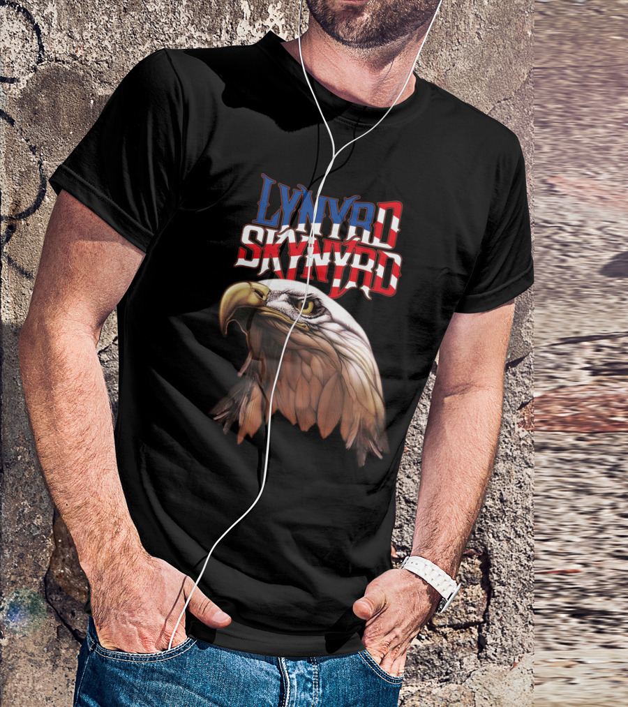 Lynyrd Skynyrd American Flag Text Eagle Head T-Shirt