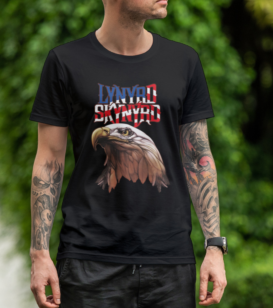 Lynyrd Skynyrd American Flag Text Eagle Head T-Shirt