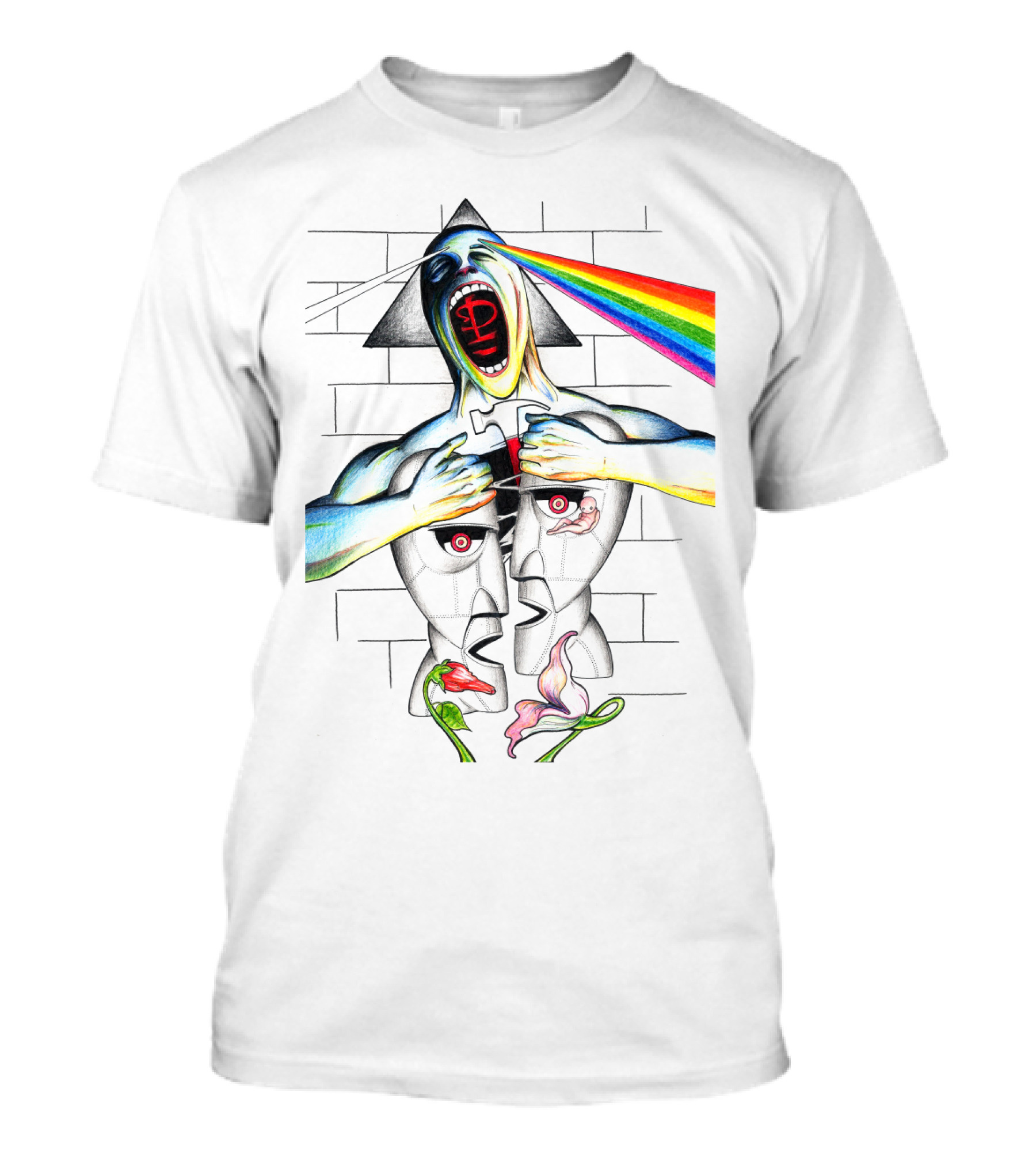 Pf The Wall With Prism And Rainbow Light Spectrum T-Shirt