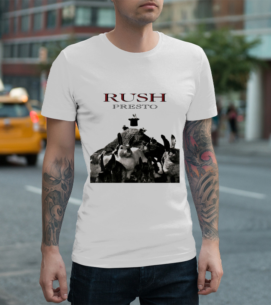 Rush Presto Album Cover with Rabbits and Magic Hat T-Shirt