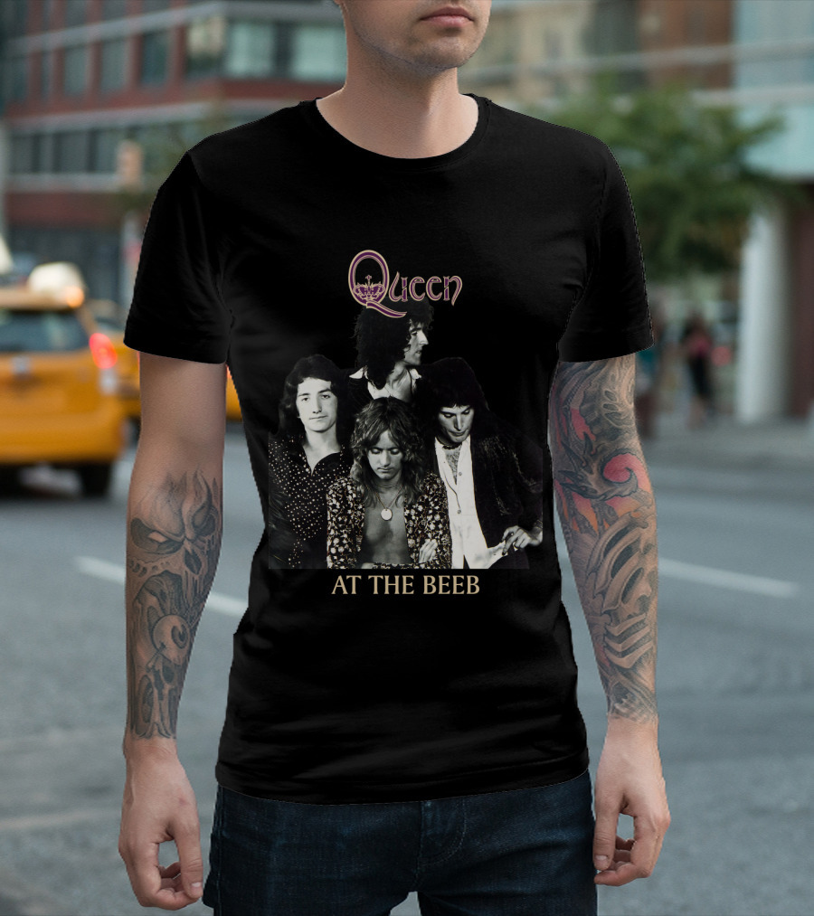 Queen At The Beeb Band Members Black And White Photo T-Shirt