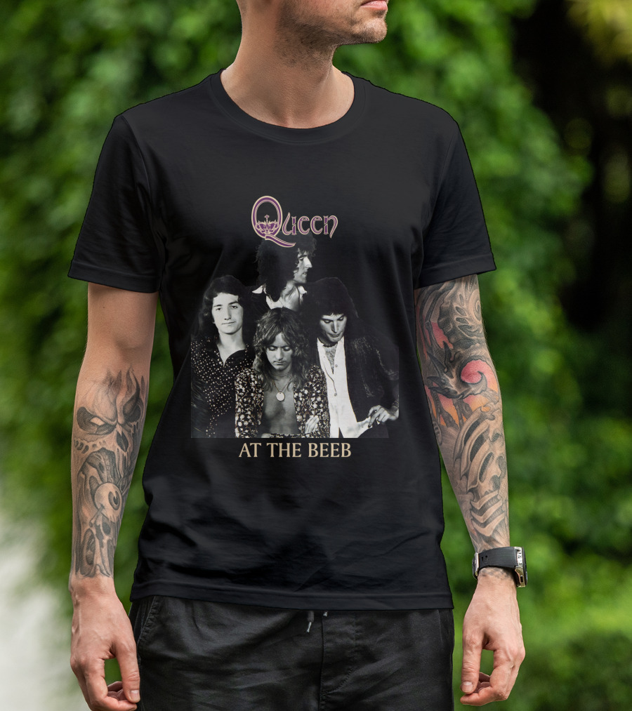 Queen At The Beeb Band Members Black And White Photo T-Shirt