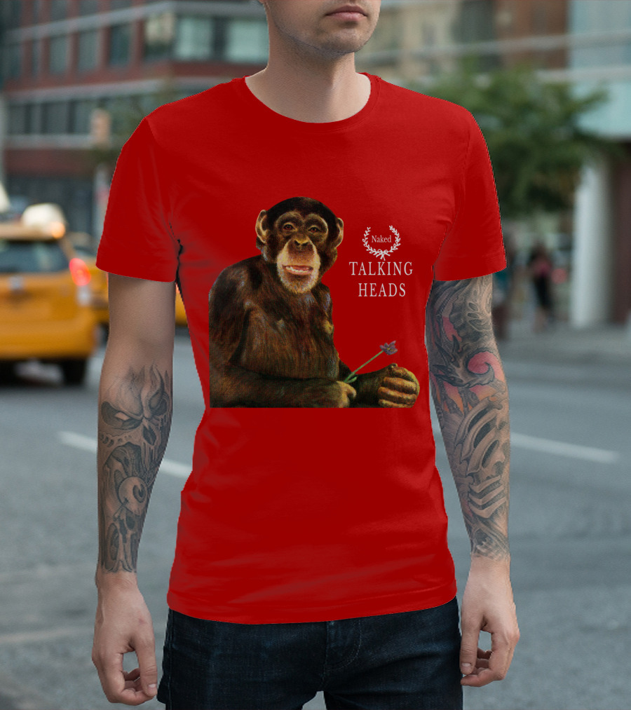 Naked Talking Heads Nothing But Flowers Monkey Holding Flower T-Shirt