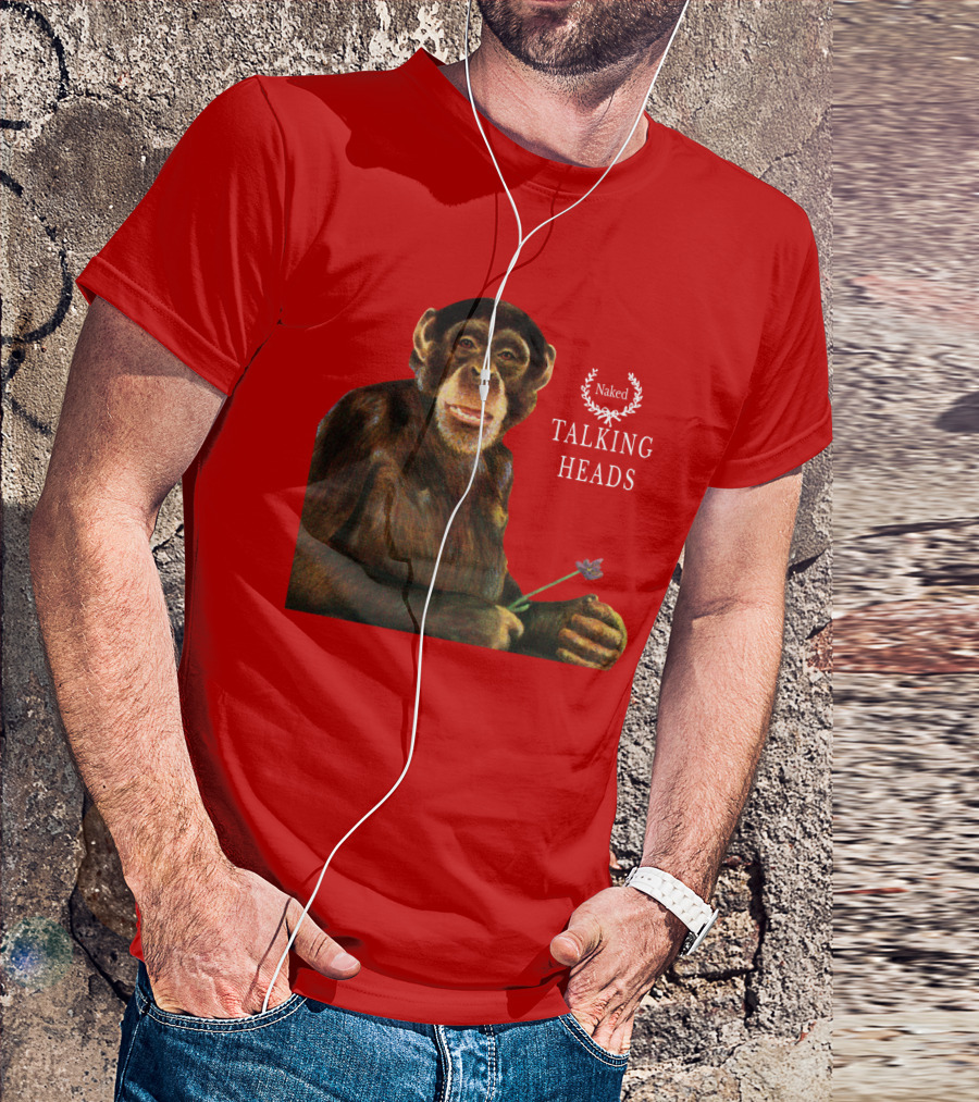Naked Talking Heads Nothing But Flowers Monkey Holding Flower T-Shirt