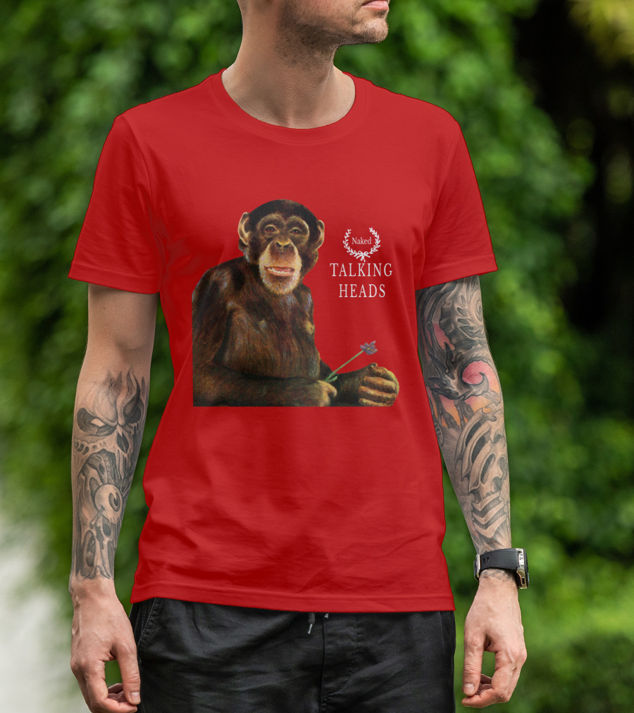 Naked Talking Heads Nothing But Flowers Monkey Holding Flower T-Shirt