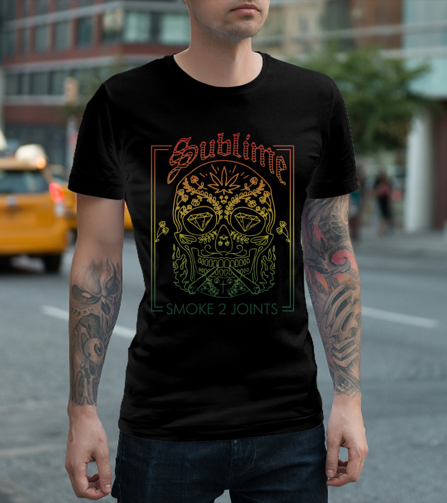Sublime Smoke 2 Joints Day Of The Dead Skull T-Shirt